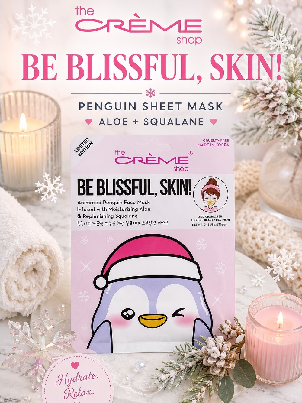 The Crème Shop Be Blissful, Skin! Penguin Sheet Mask | Aloe + Squalane